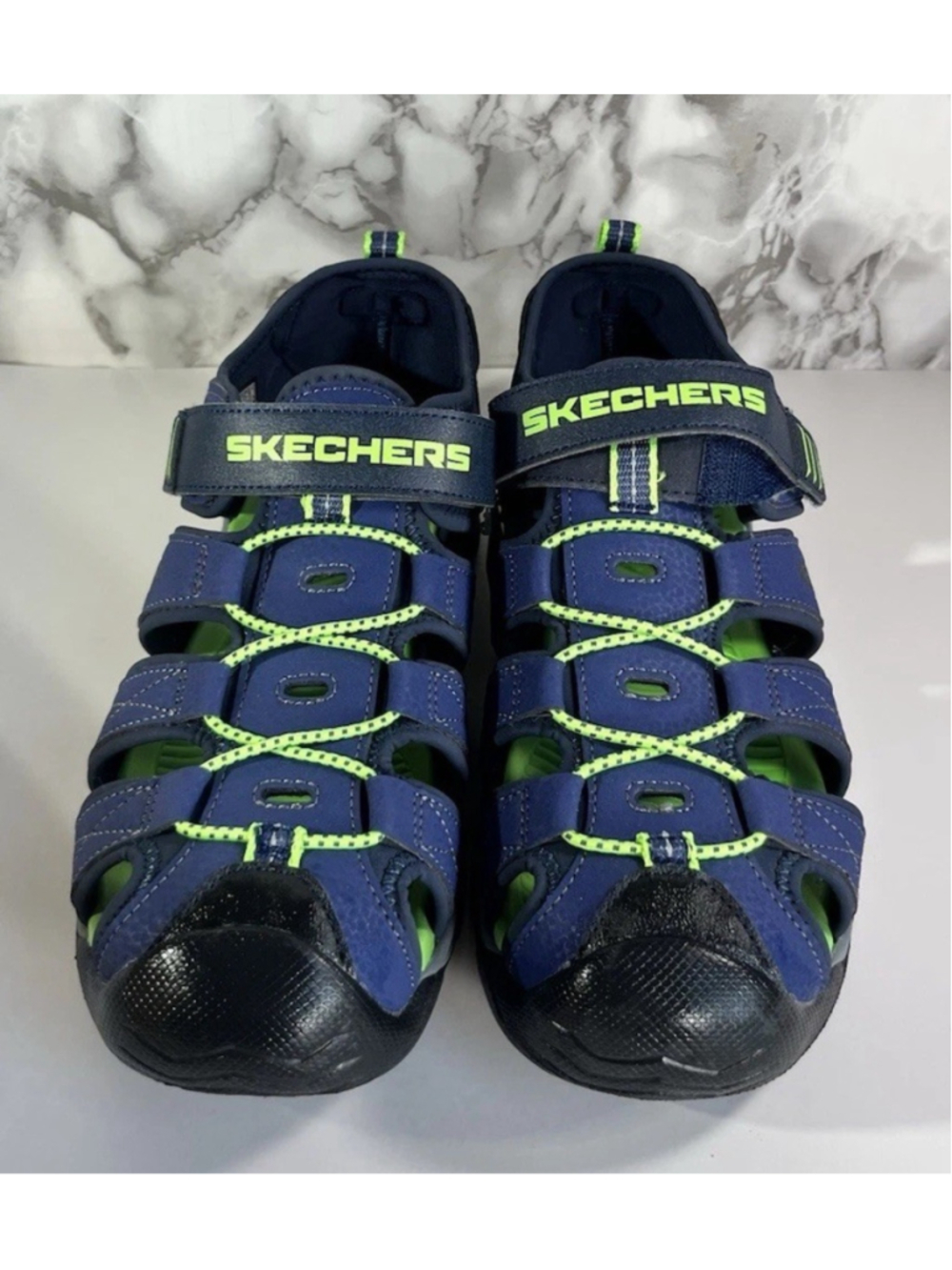 Skechers Solar Quest Kids Sandals Size 7 Blue Green Closed Toe NWT